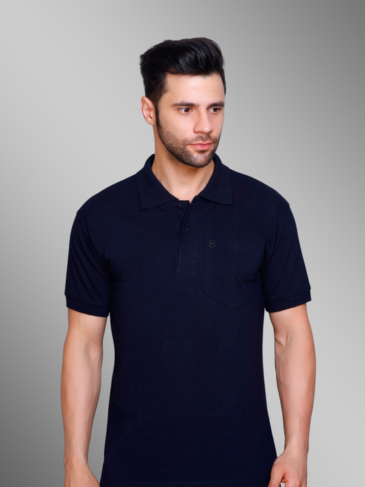 Navy Noble Polo Neck T-shirt