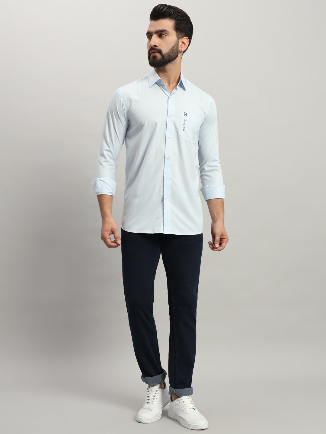 Blue Pocket Casual Shirt