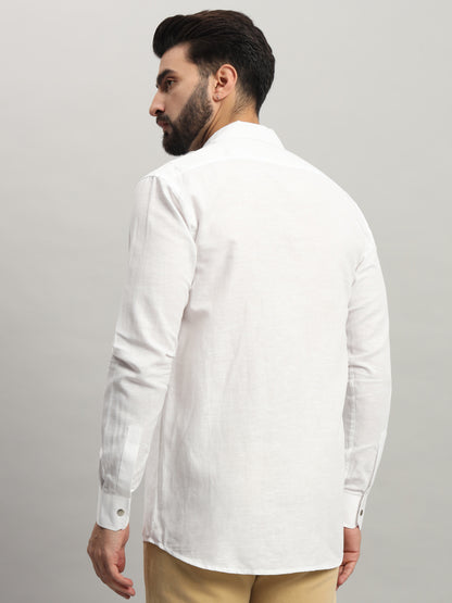 White Double Pocket Casual Shirt