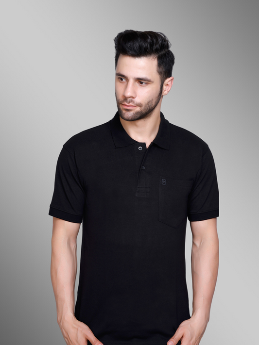 Black Elegance Polo Neck T-shirt